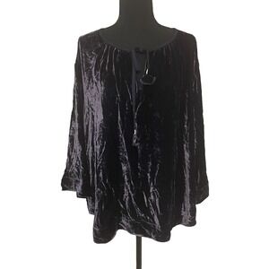 TOMMY BAHAMA Womens Sz XL Velvet Sands 3/4 Sleeve Tunic Eggplant Tassel Tie